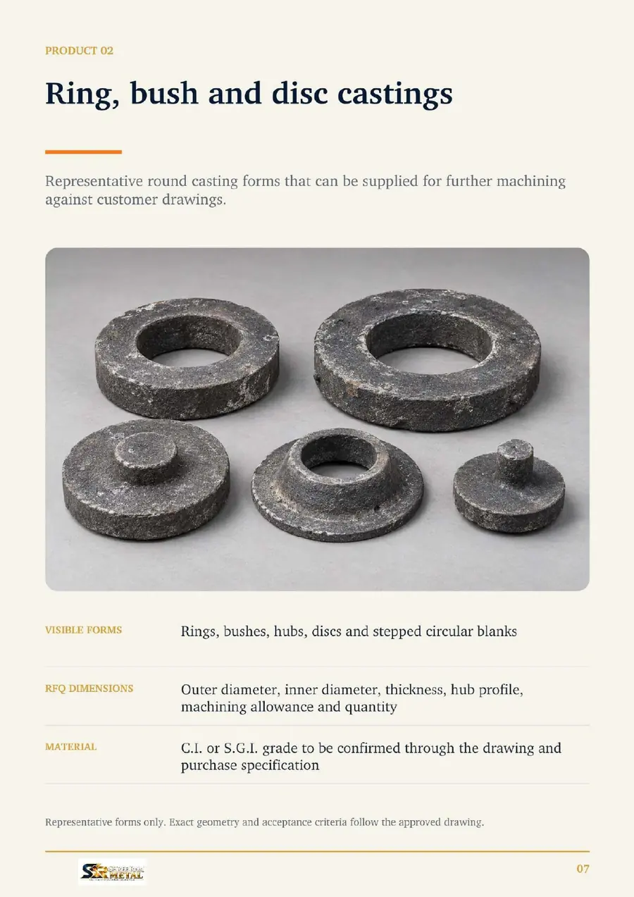 Shree Ram Metal catalogue page 7 - Ring, Bush & Disc Castings
