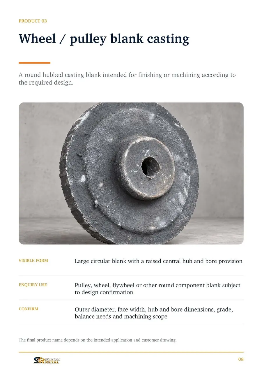 Shree Ram Metal catalogue page 8 - Wheel & Pulley Castings