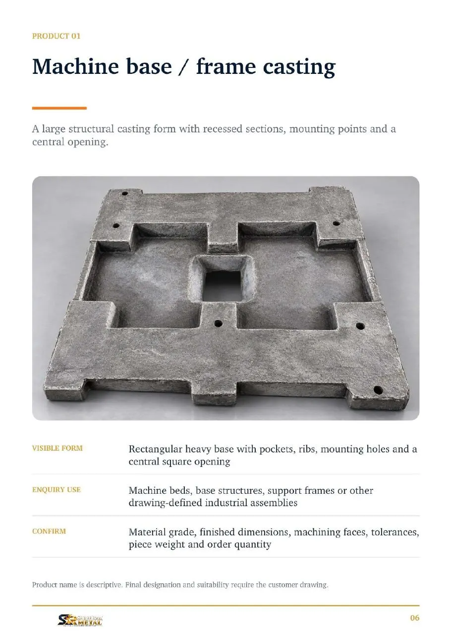 Machine base casting catalogue page